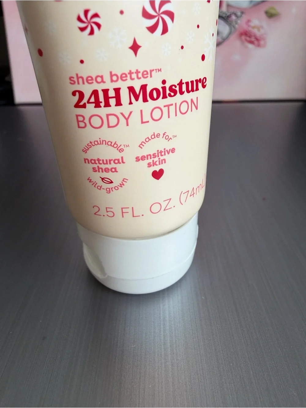 eos Peppermint Cashmere Body Lotion - Cream & Pink Accents